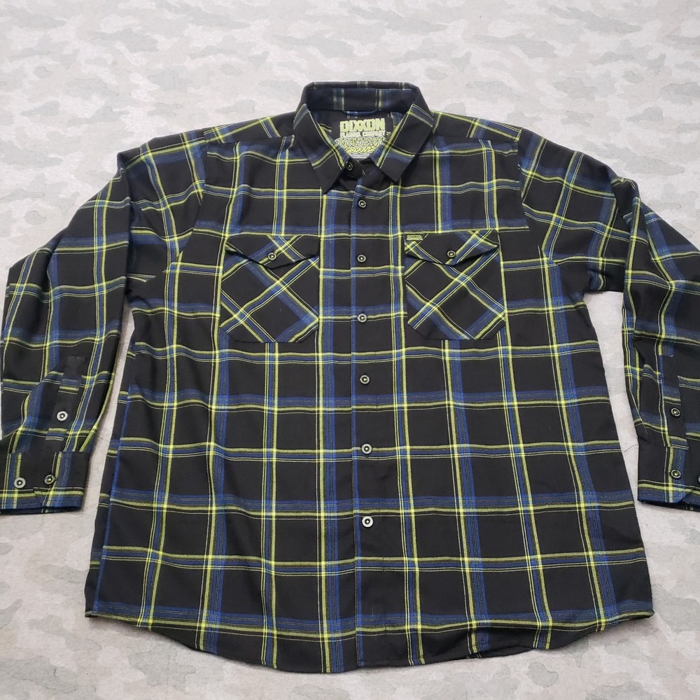 Dixxon Flannel Shirt Mens 2XL Black Infectious Grooves Plaid Long Sleeve Button